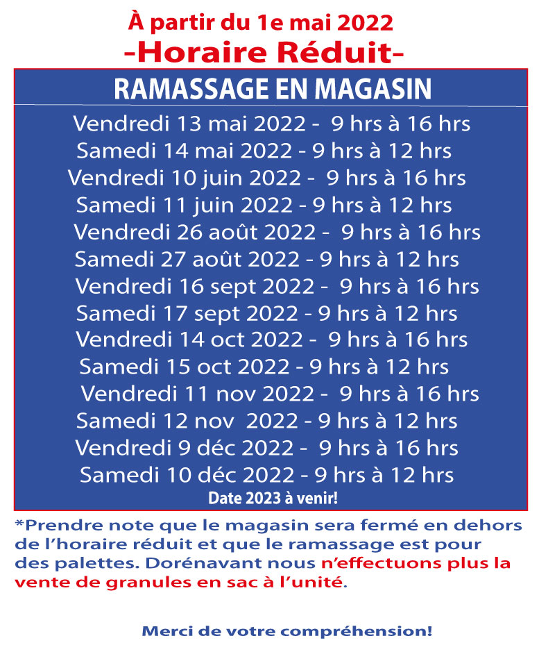 HORAIRE RAMASSAGE 2022